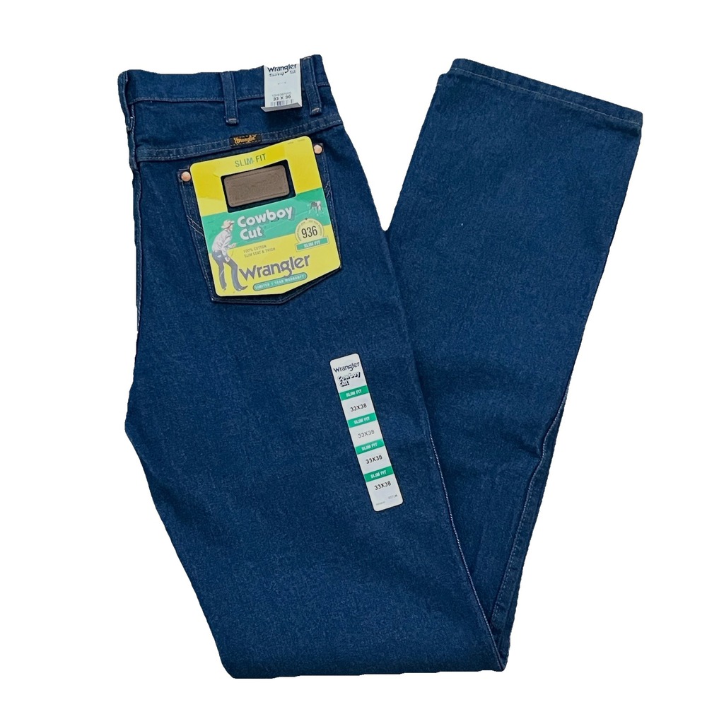 NWT Wrangler Men's Cowboy Cut Jeans 33x38 Tall Blue Denim 936 Slim Western Rodeo